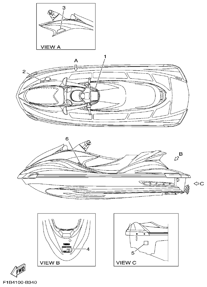 Yamaha FX10 IMPORTANT LABELS 3 parts diagram